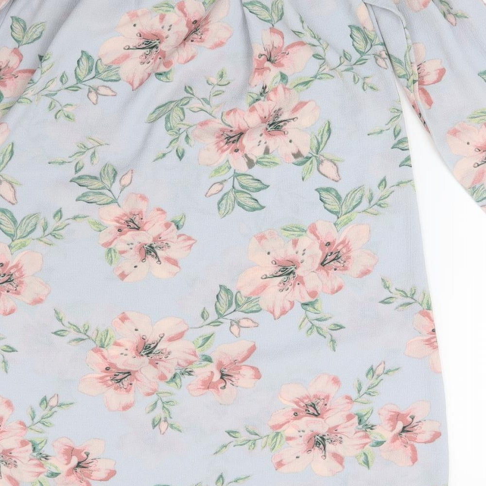 New Look Womens Blue Floral  A-Line  Size 8