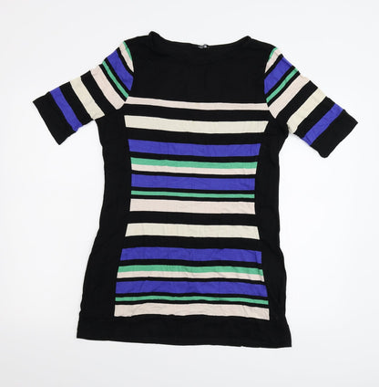F&F Womens Black Striped Flannel Shift  Size 12