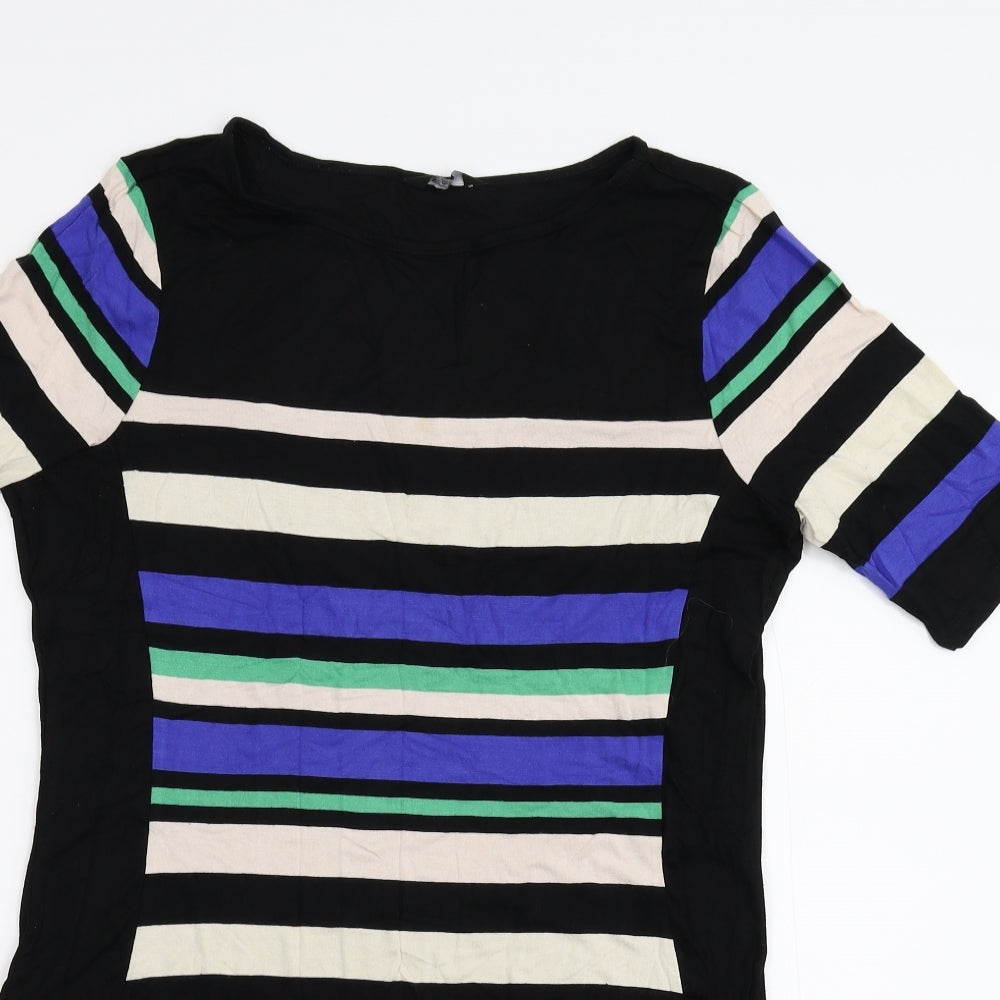 F&F Womens Black Striped Flannel Shift  Size 12