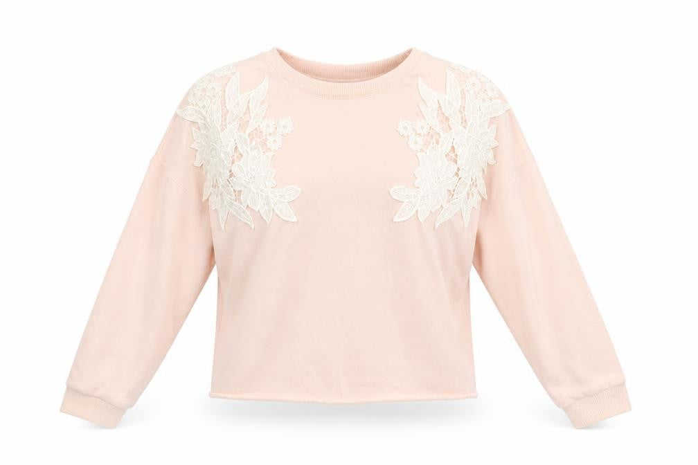Petities Womens Pink Floral  Pullover Sweatshirt Size 10