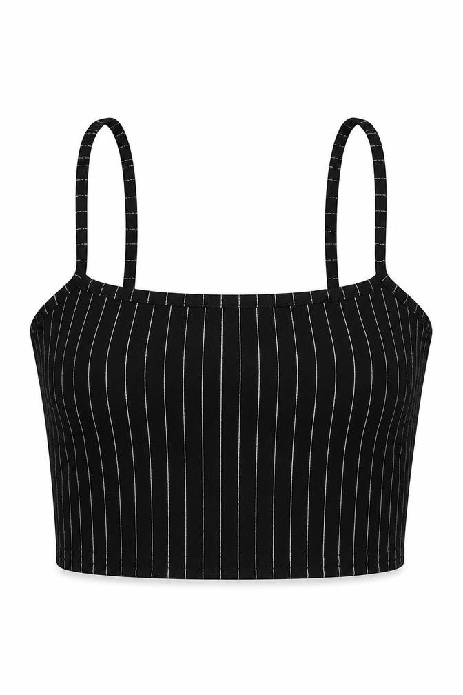 PRETTYLITTLETHING  Womens Beige Striped  Cropped Tank Size 8