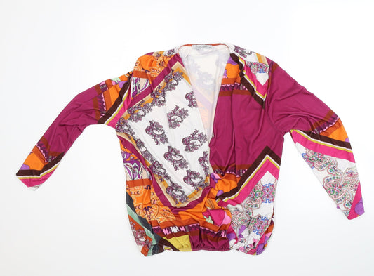 rosarose Womens Purple Floral  Basic Blouse Size M