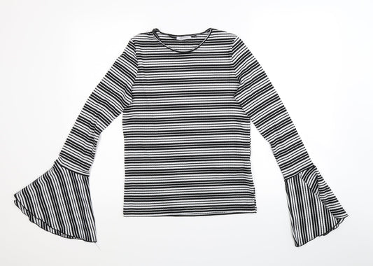 Zara Trafaluc Womens Black Striped  Pullover Jumper Size S