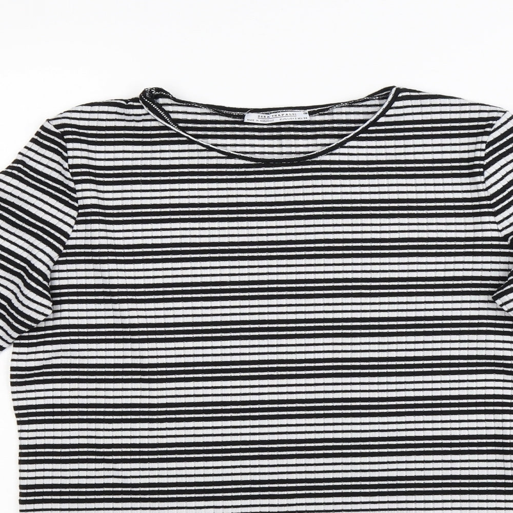 Zara Trafaluc Womens Black Striped  Pullover Jumper Size S