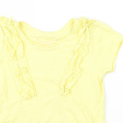 Preloved Primark Girls Yellow   Basic T-Shirt Size 3-4 Years - Detail