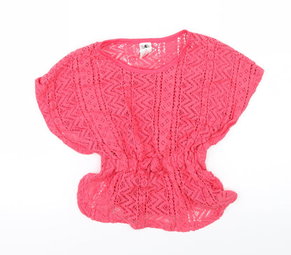 Preloved H&T Girls Pink Fair Isle Knit Basic Blouse Size 3 Years - Front