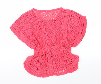 Preloved H&T Girls Pink Fair Isle Knit Basic Blouse Size 3 Years - Back