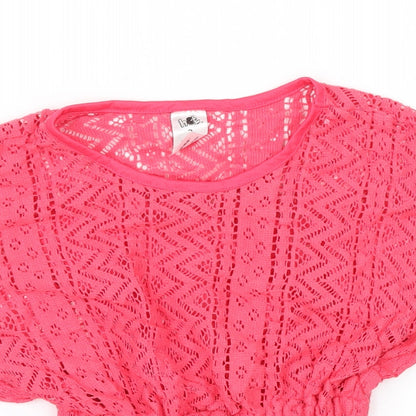 Preloved H&T Girls Pink Fair Isle Knit Basic Blouse Size 3 Years - Detail