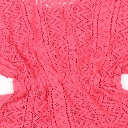 Preloved H&T Girls Pink Fair Isle Knit Basic Blouse Size 3 Years - Label