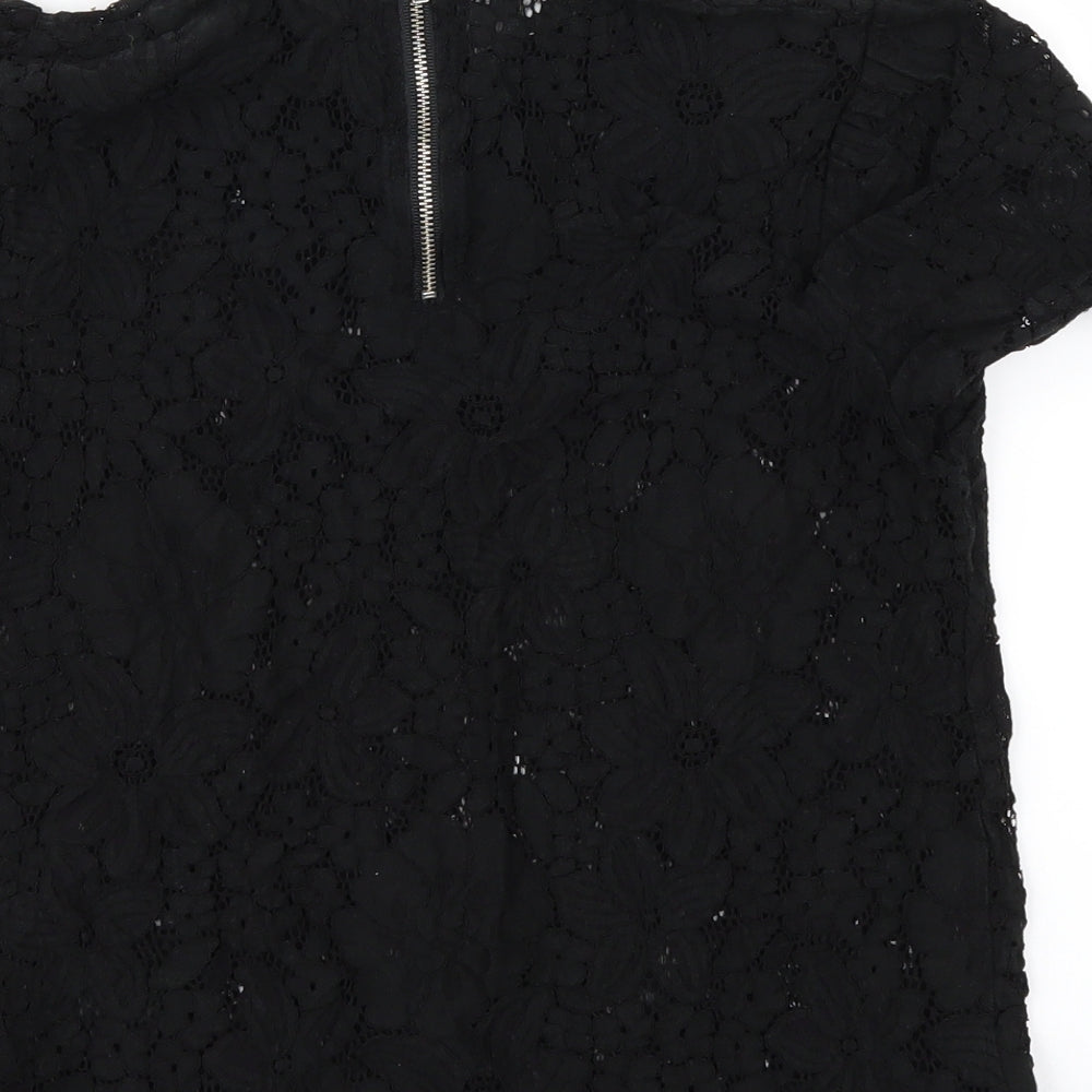 New Look Womens Black Floral  Basic Blouse Size 8