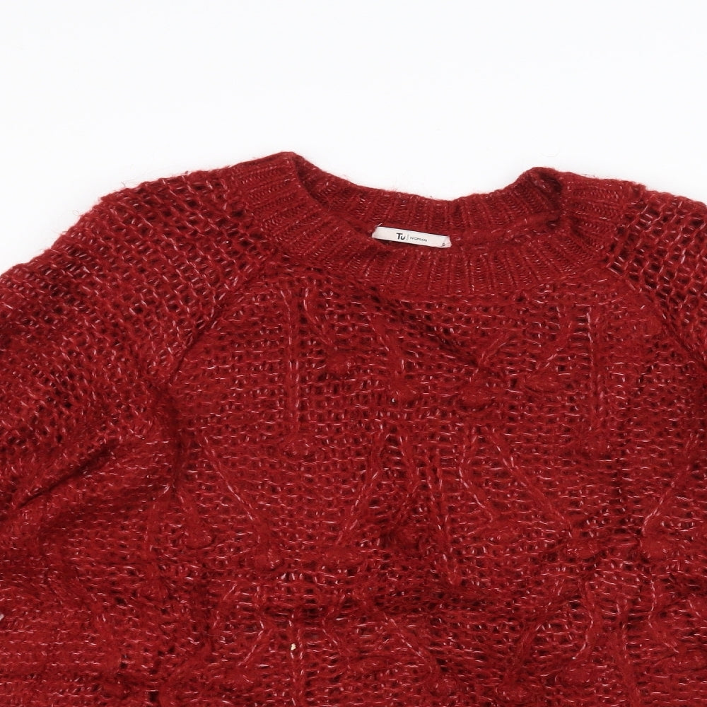 TU Womens Red  Knit Pullover Jumper Size 12