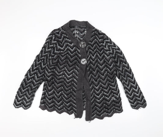BM Womens Black Striped Knit Jacket Coatigan Size M