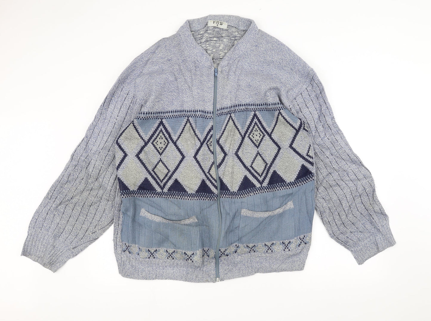 FAB Womens Blue   Full Zip Jumper Size L