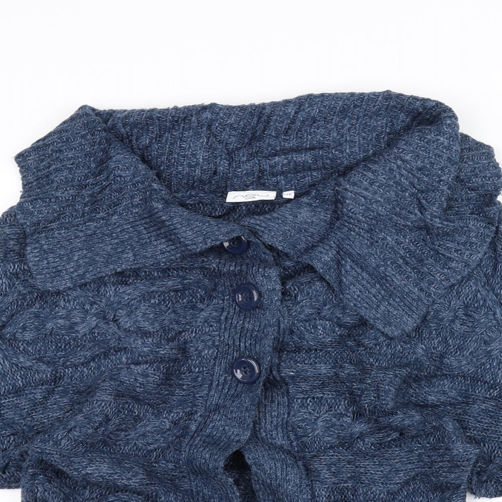 New Look Womens Blue  Knit Jacket Coatigan Size 12