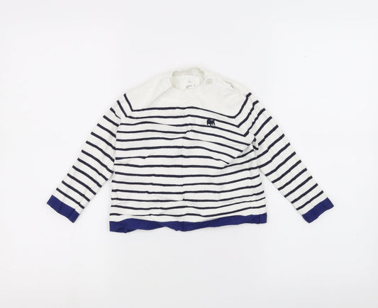 junior j Girls White Striped  Pullover Jumper Size 2-3 Years