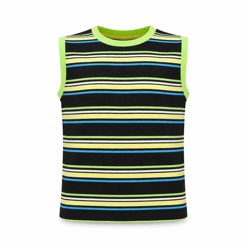 Rebel Boys Black Striped  Basic Tank Size 6-7 Years