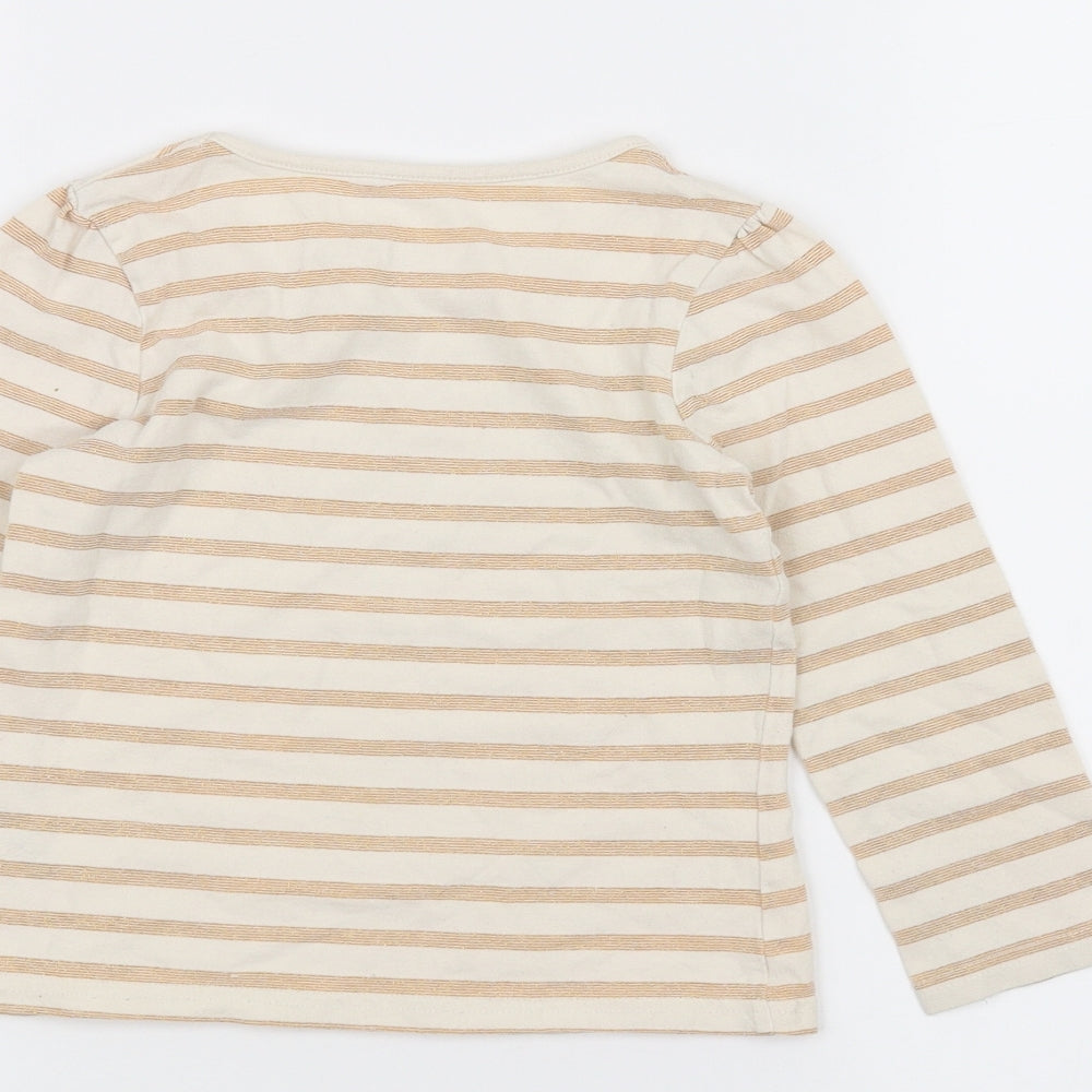 George Girls White Striped  Basic T-Shirt Size 3-4 Years
