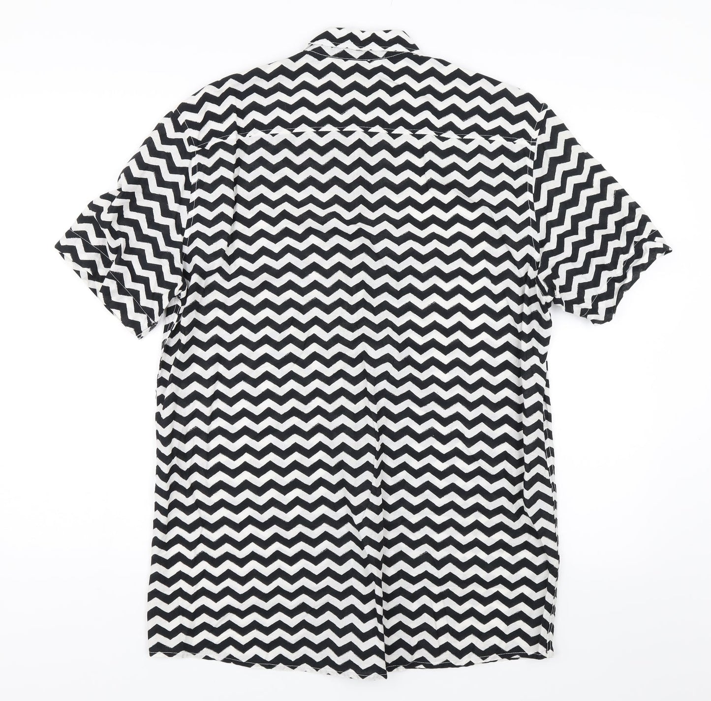 H&M Womens Black Striped  Basic Button-Up Size M