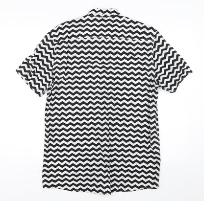 H&M Womens Black Striped  Basic Button-Up Size M