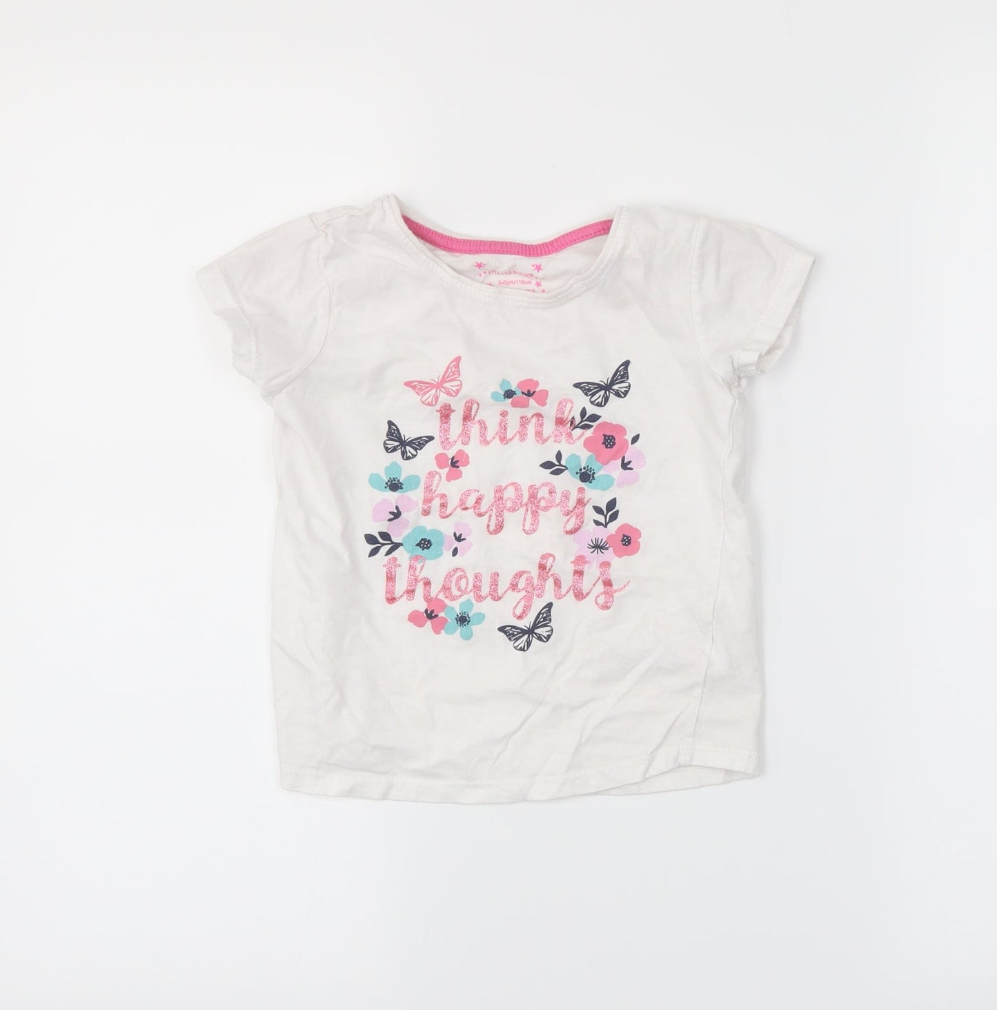 Primark Girls White   Basic T-Shirt Size 5-6 Years