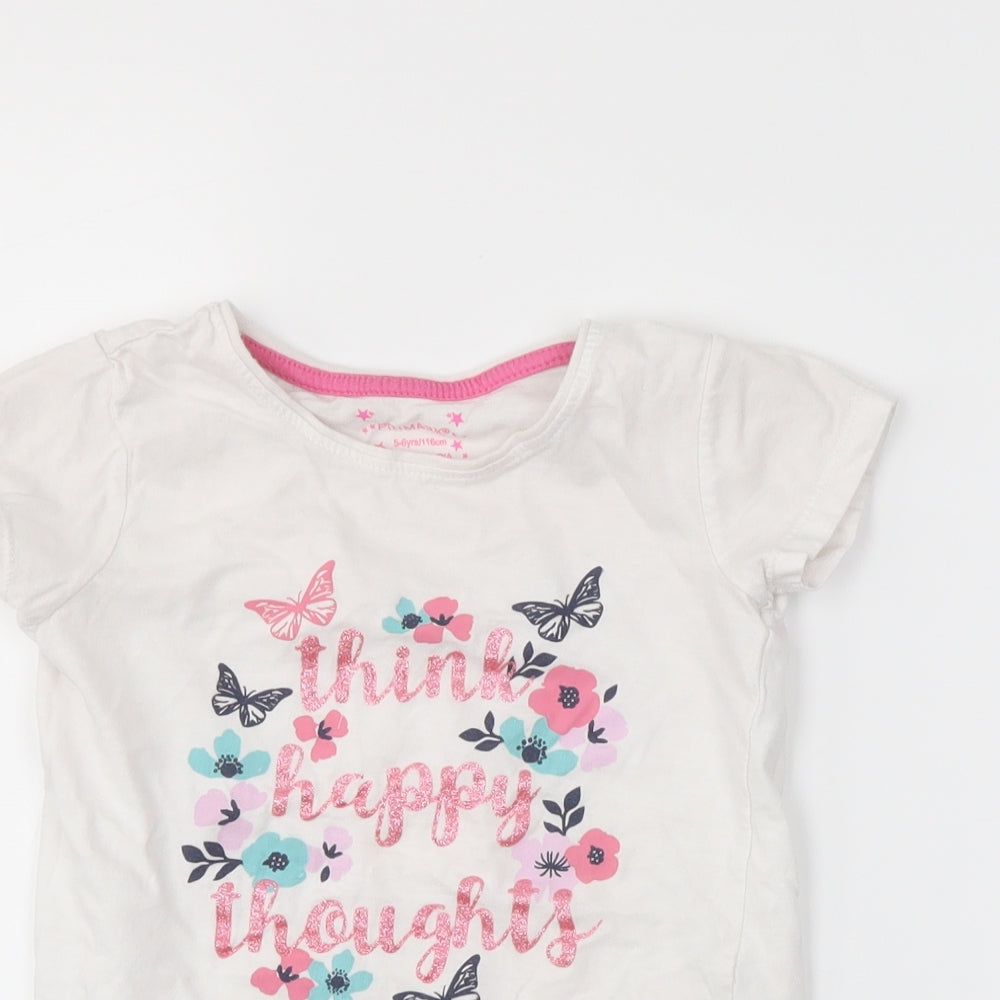 Primark Girls White   Basic T-Shirt Size 5-6 Years