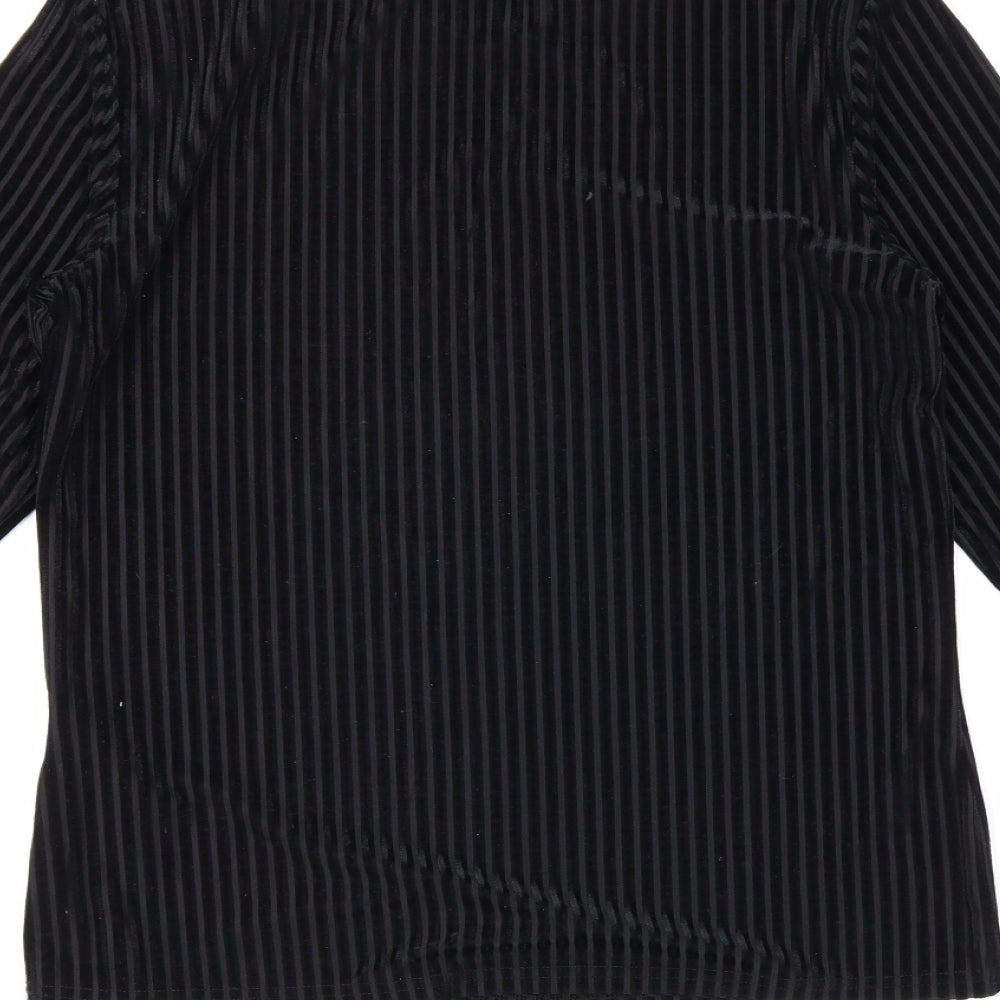 Noisy may Womens Black Striped  Basic Blouse Size L