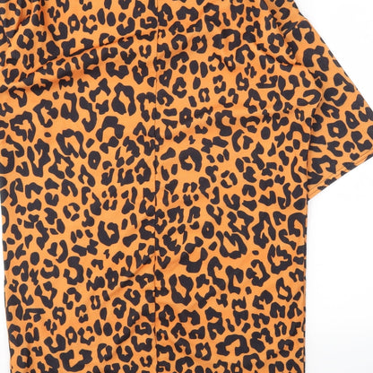 Preloved PRETTYLITTLETHING Womens Orange Animal Print  Basic T-Shirt Size M - Label
