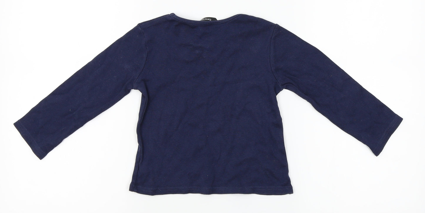 George Girls Black   Basic T-Shirt Size 2-3 Years