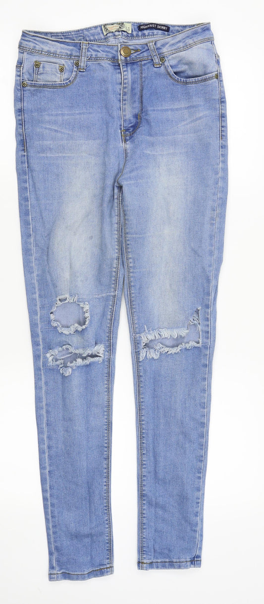 Preloved Boohoo Womens Blue  Denim Skinny Jeans Size 10 L28 in - Front