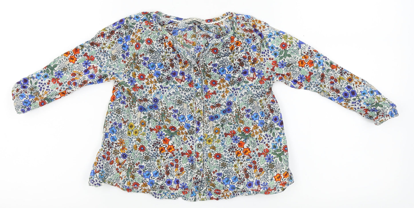 NEXT Girls Green Floral  Basic Blouse Size 2-3 Years