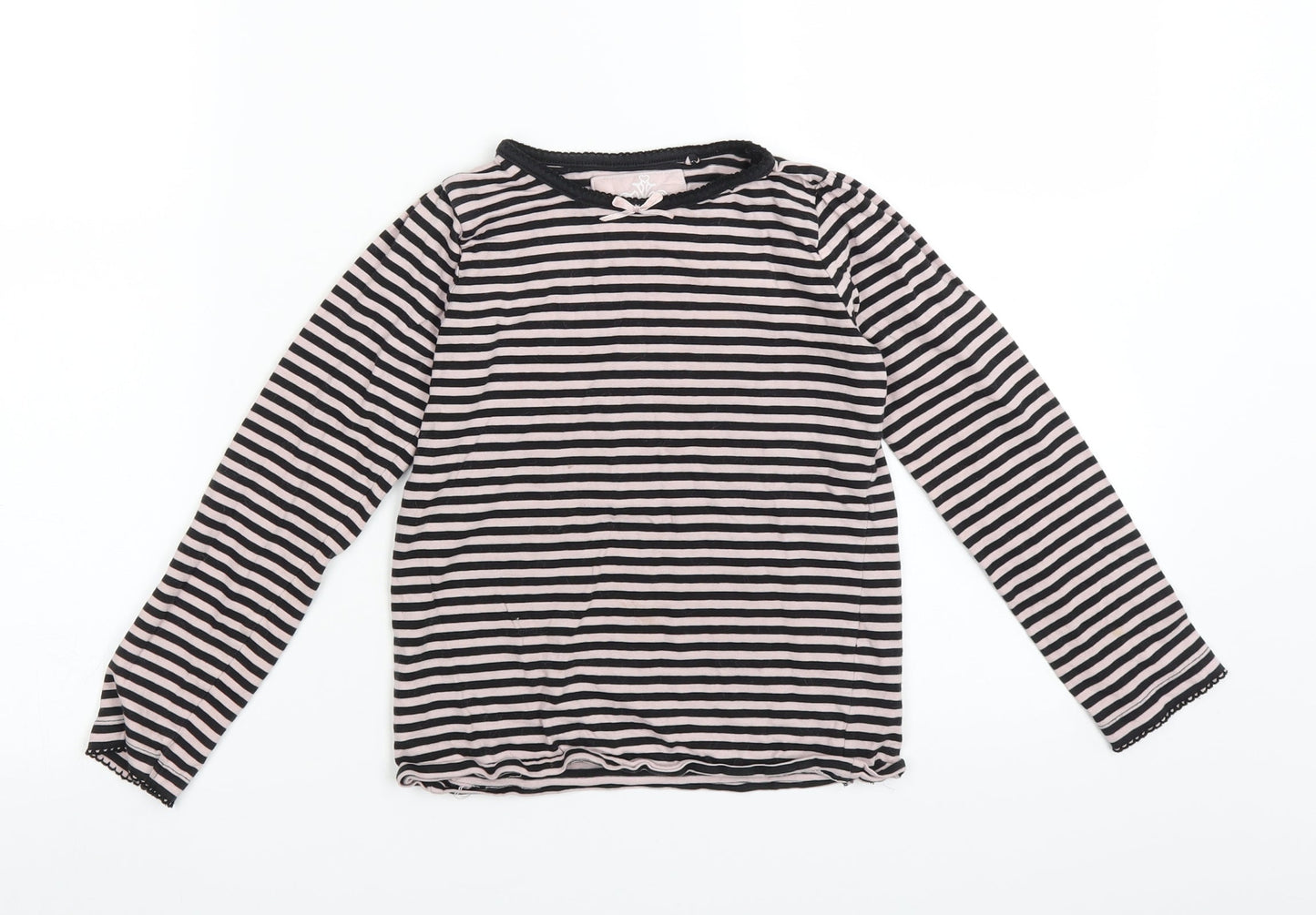 TU Girls Pink Striped  Basic T-Shirt Size 7 Years