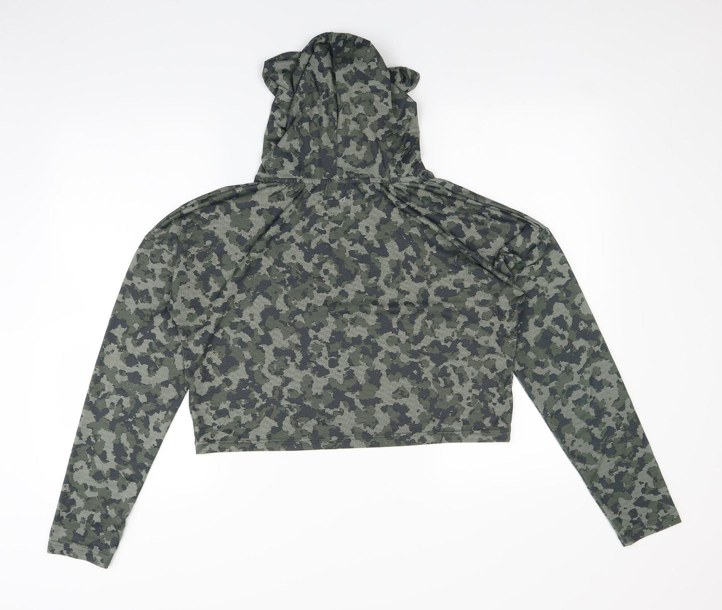 Atmosphere Womens Green Camouflage  Pullover Hoodie Size 12  - Cropped