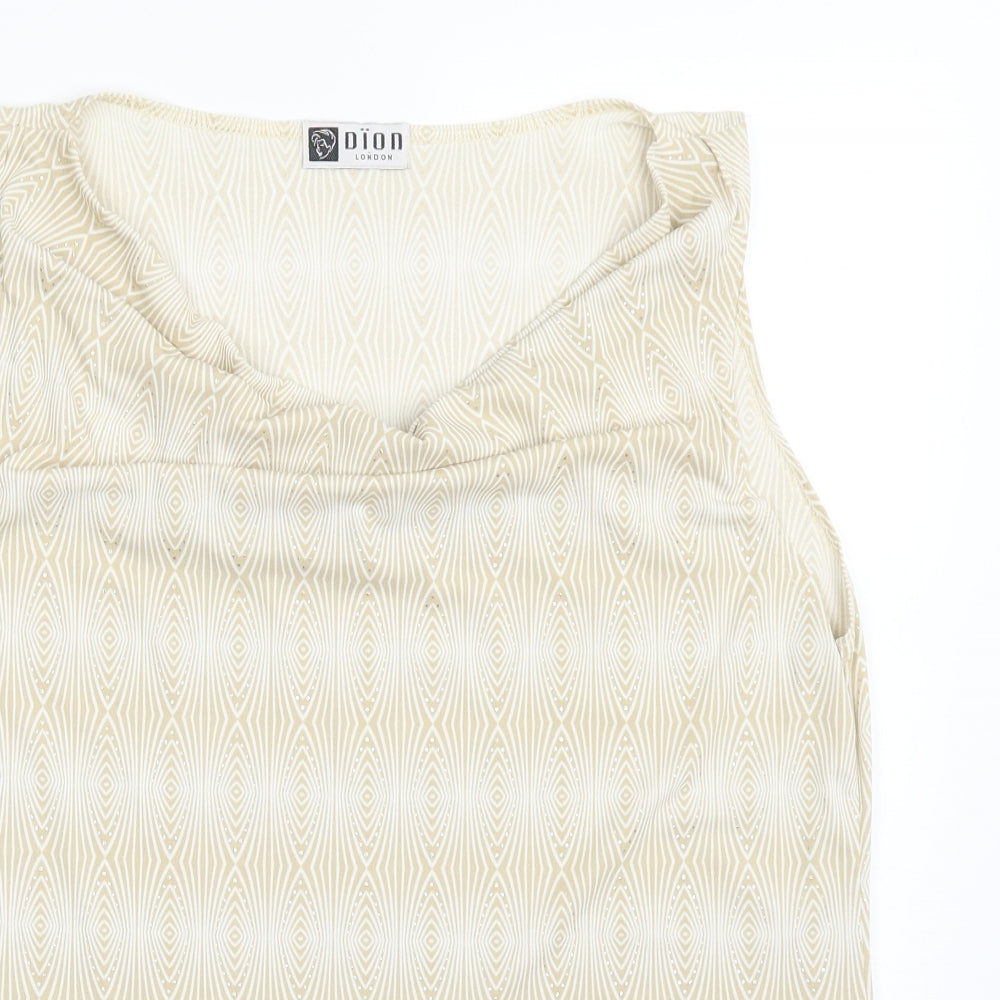DION Womens Gold Geometric  Basic Tank Size XL