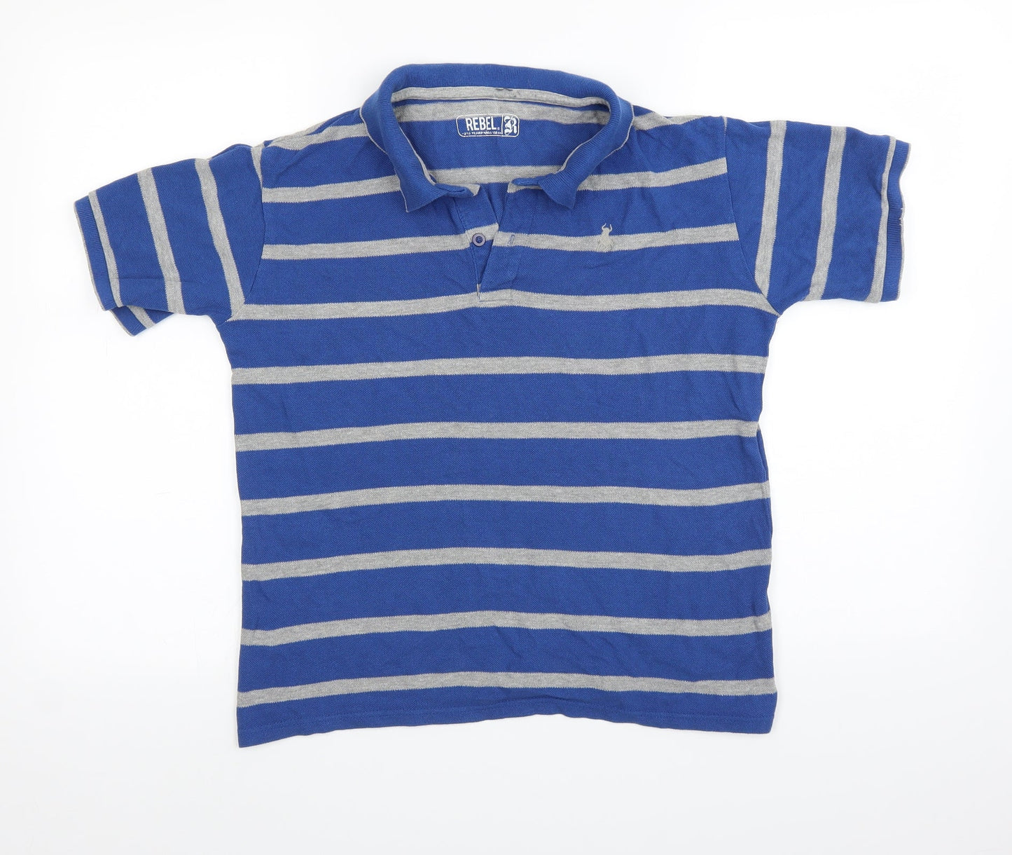 Rebel Boys Blue Striped  Basic Polo Size 12-13 Years
