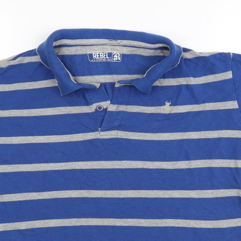 Rebel Boys Blue Striped  Basic Polo Size 12-13 Years