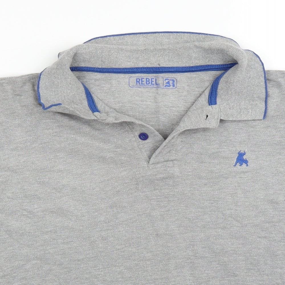 Rebel Boys Grey   Basic Polo Size 12-13 Years
