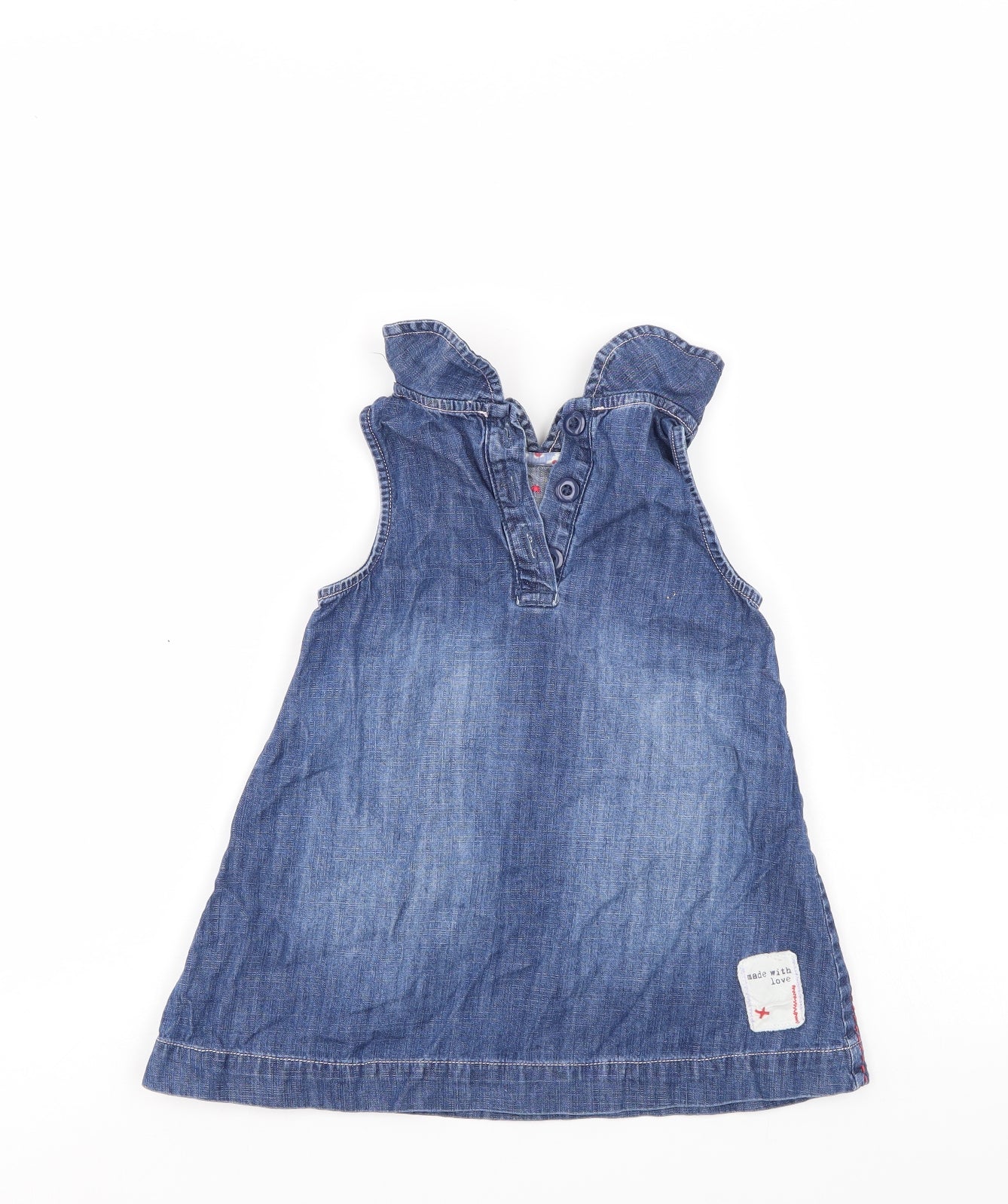 NEXT Girls Blue  Denim Pinafore/Dungaree Dress  Size 12-18 Months