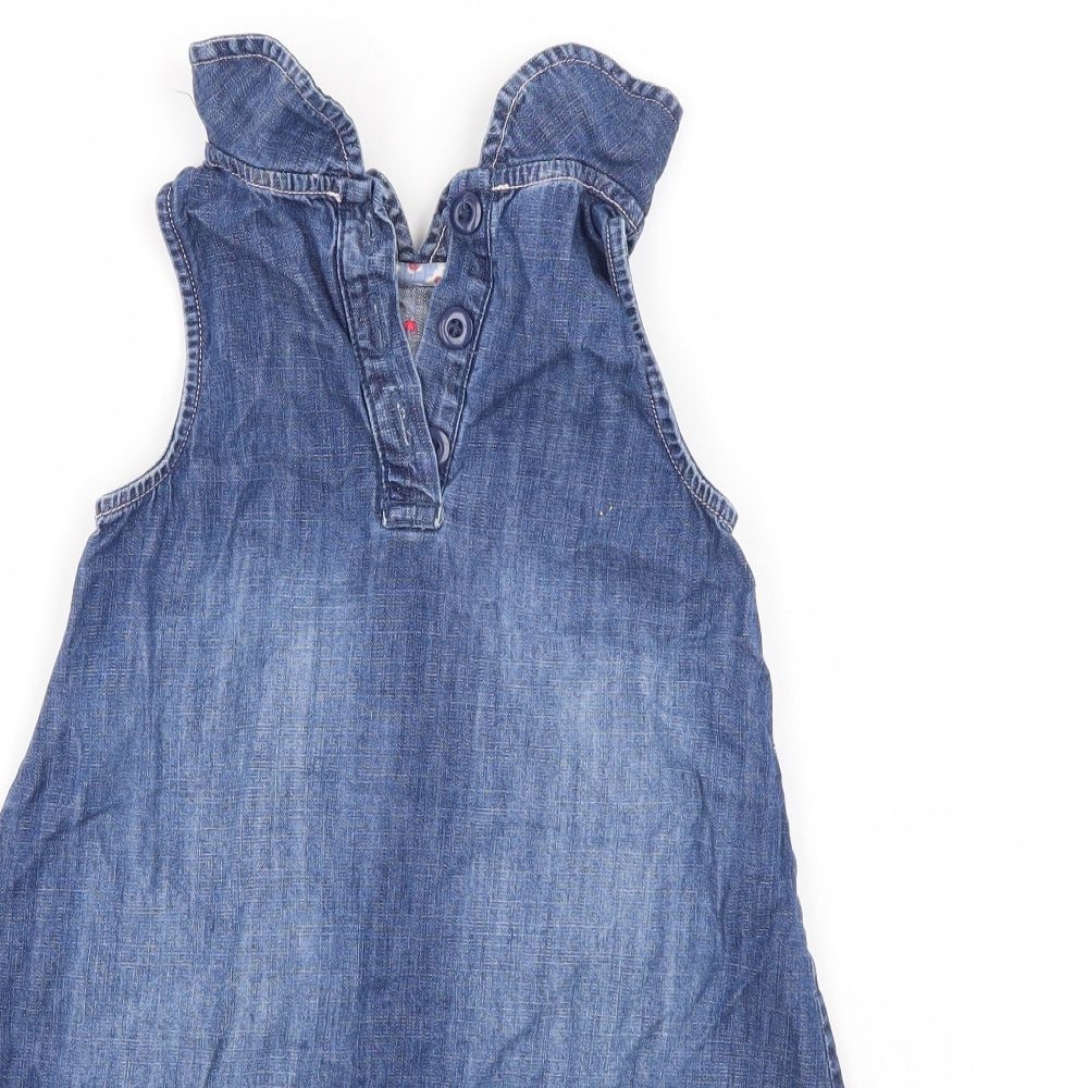 NEXT Girls Blue  Denim Pinafore/Dungaree Dress  Size 12-18 Months