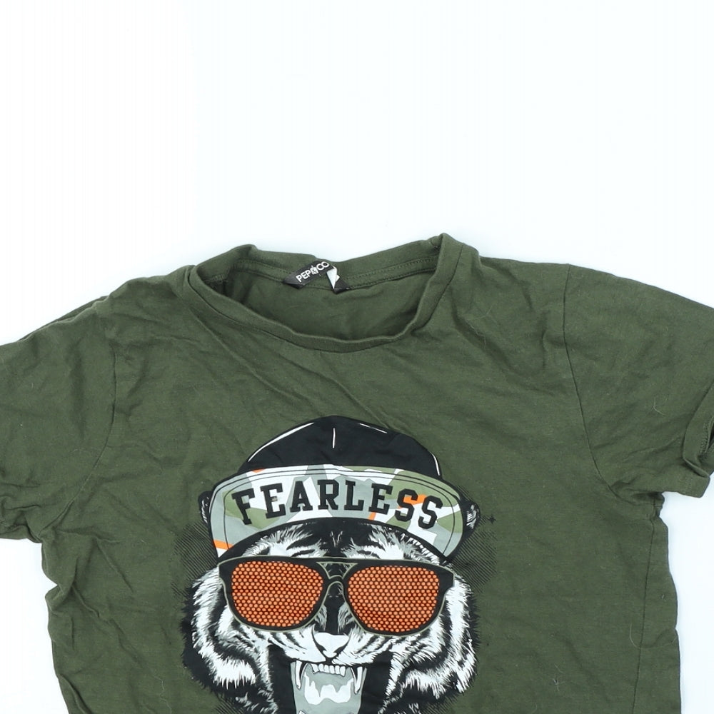pep&co Boys Green   Basic T-Shirt Size 9 Years