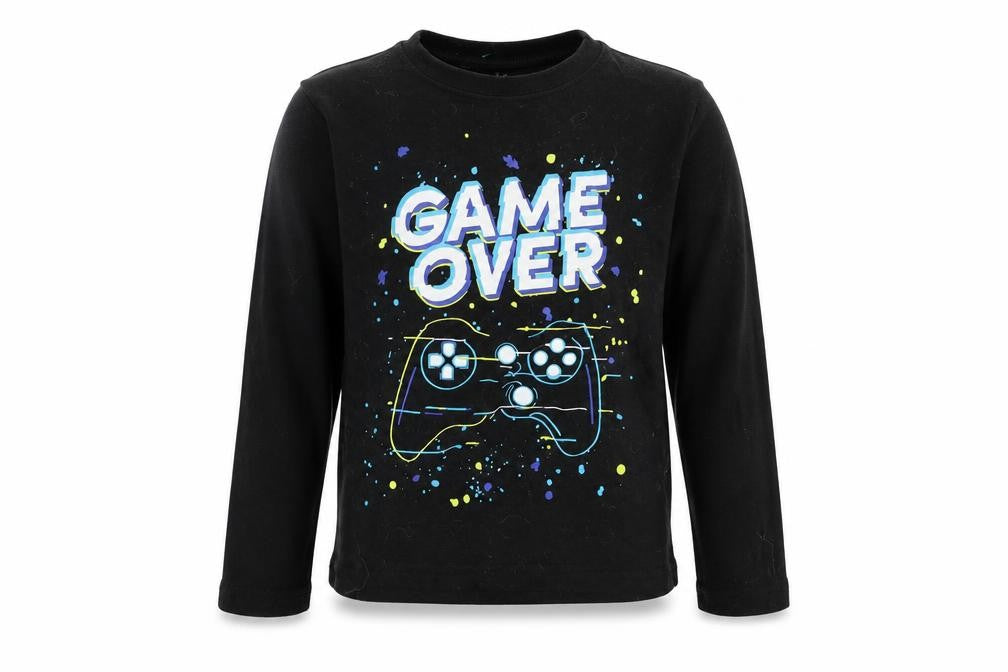Preworn Boys Black   Basic T-Shirt Size 6 Years  - Game Over