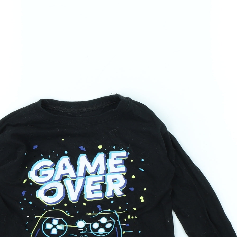 Preworn Boys Black   Basic T-Shirt Size 6 Years  - Game Over