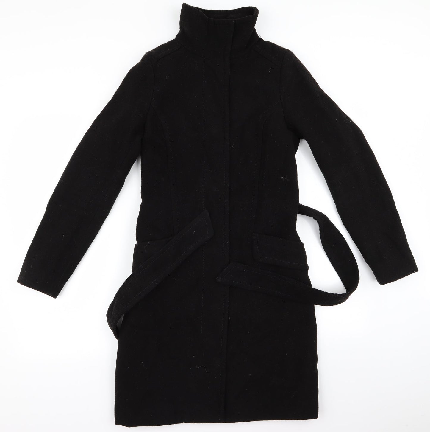 H&M Womens Black   Overcoat Jacket Size 2