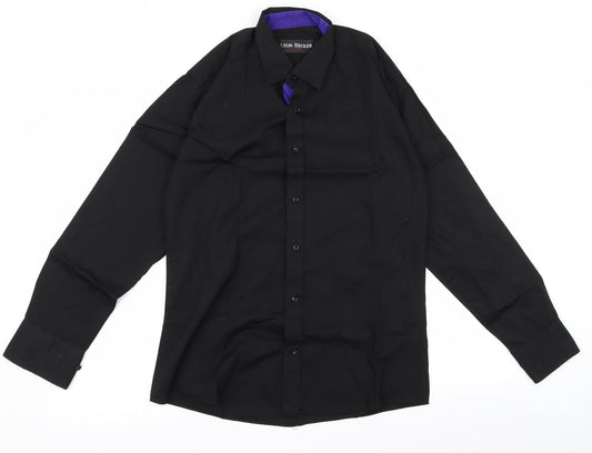 lyon becker Mens Black  Rayon  Button-Up Size M