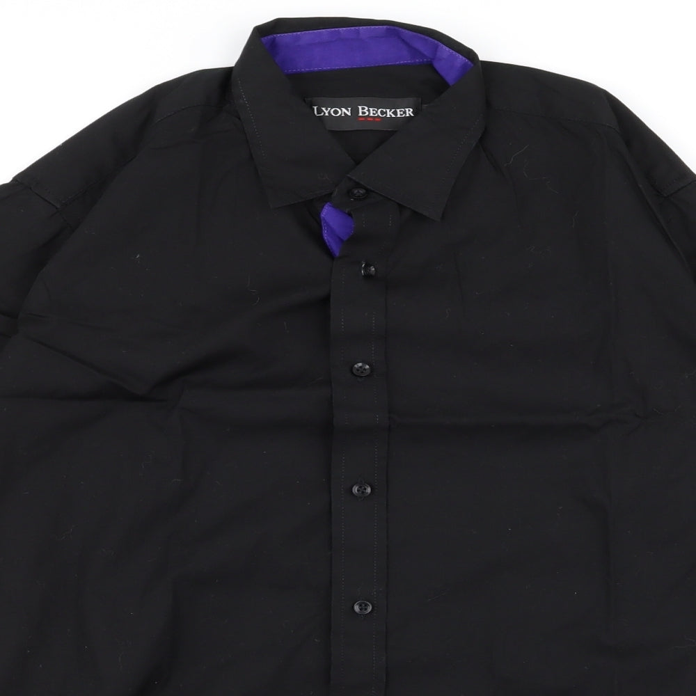 lyon becker Mens Black  Rayon  Button-Up Size M