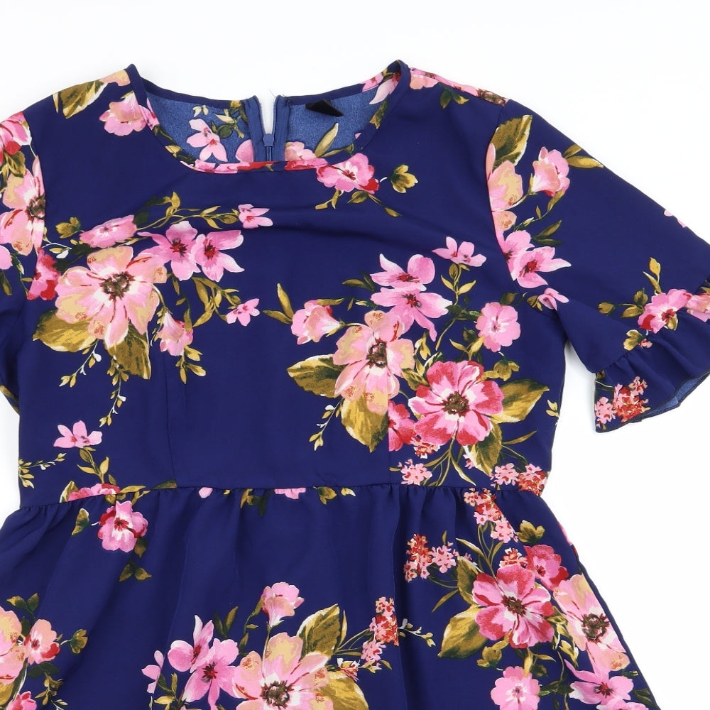 emery rose Womens Blue Floral  A-Line  Size L