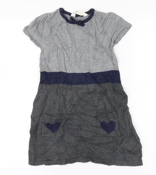 H&M Girls Grey   Jumper Dress  Size 5 Years
