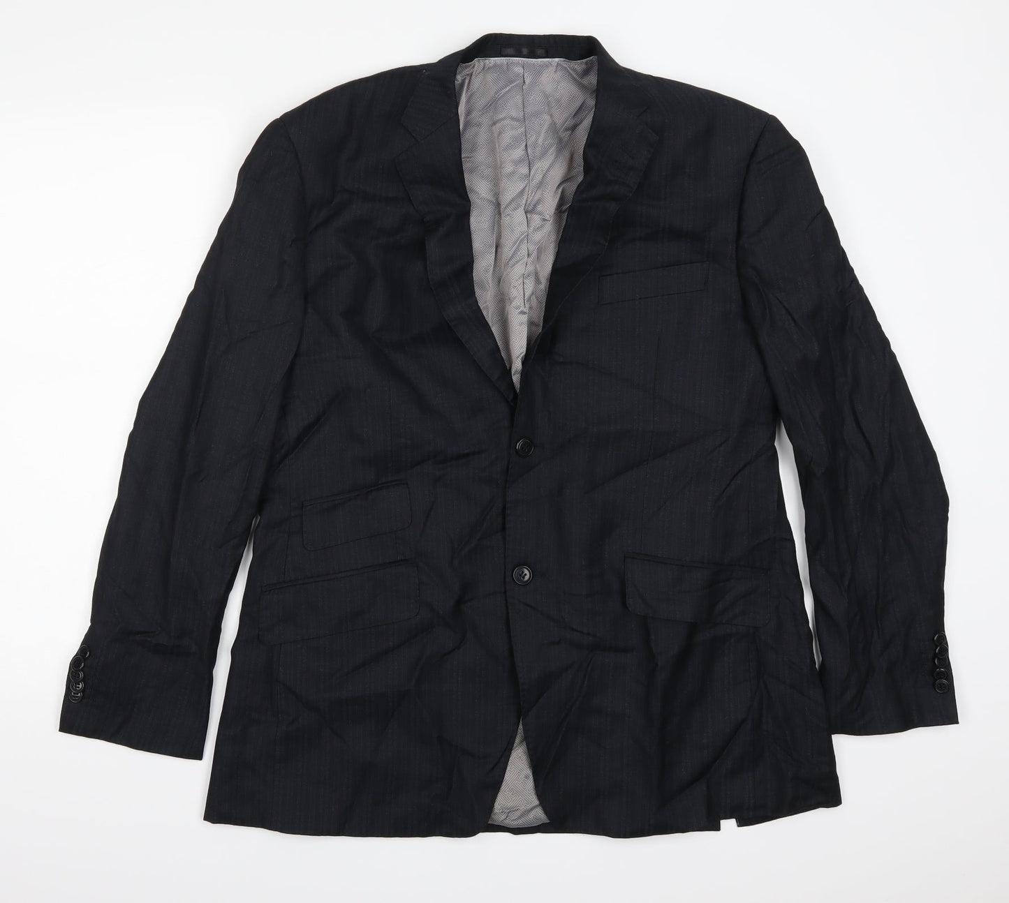 Fascino Mens Blue Striped  Jacket Suit Jacket Size 42