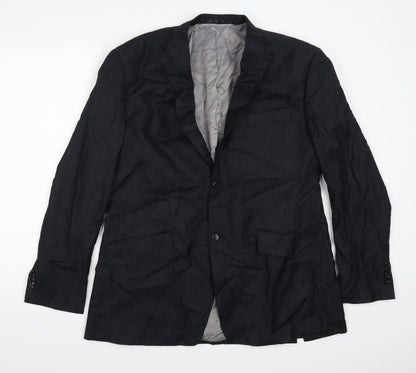 Fascino Mens Blue Striped  Jacket Suit Jacket Size 42