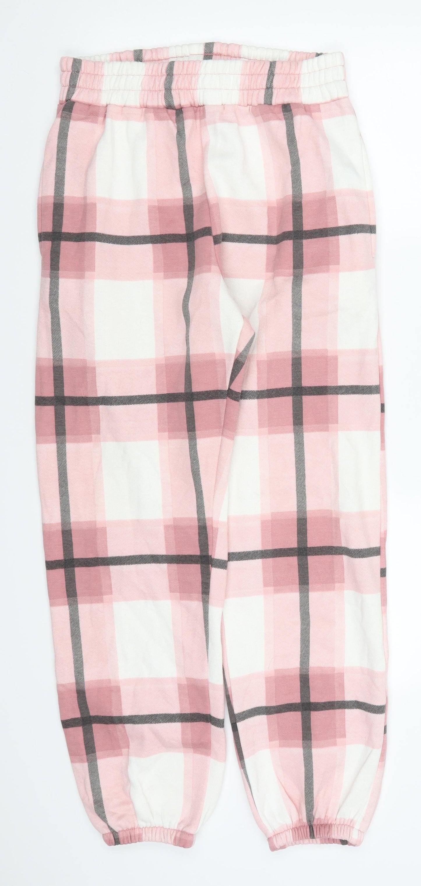 Misspap Womens Pink Check  Sweatpants Trousers Size L L28 in
