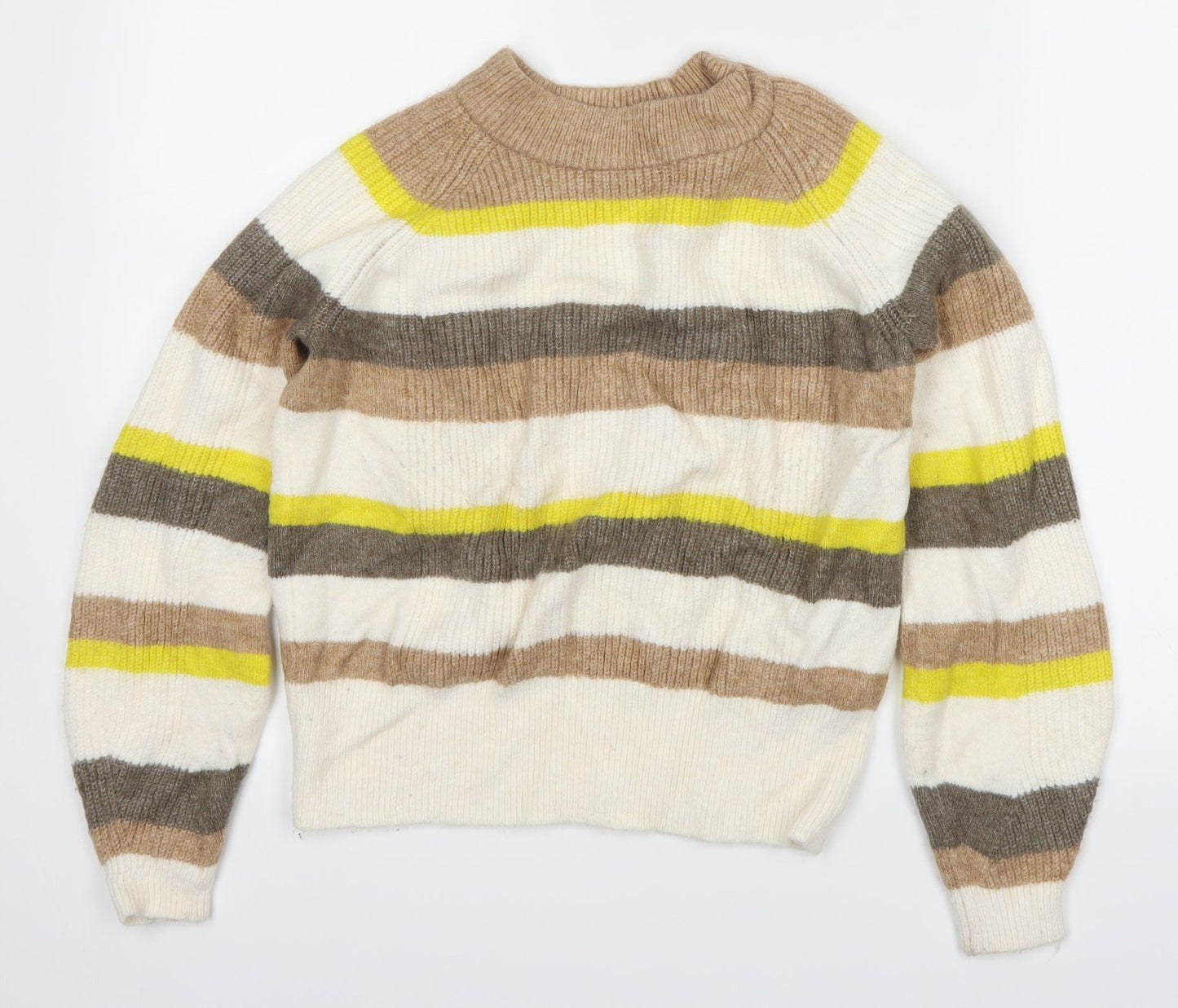 Marks and Spencer Womens Beige Striped  Pullover Jumper Size S